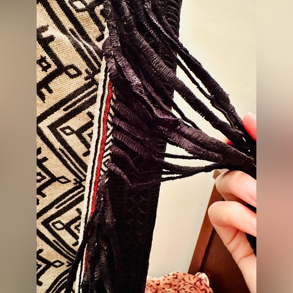 PRICE DROP: Byron Lars Beauty Mark Boho Fringe Midi Pencil Skirt, Size 2 - Picture 7 of 9